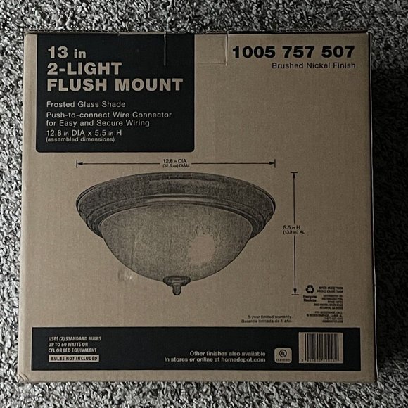 13 in. 2-Light Brushed Nickel Flush Mount - Picture 6 of 6